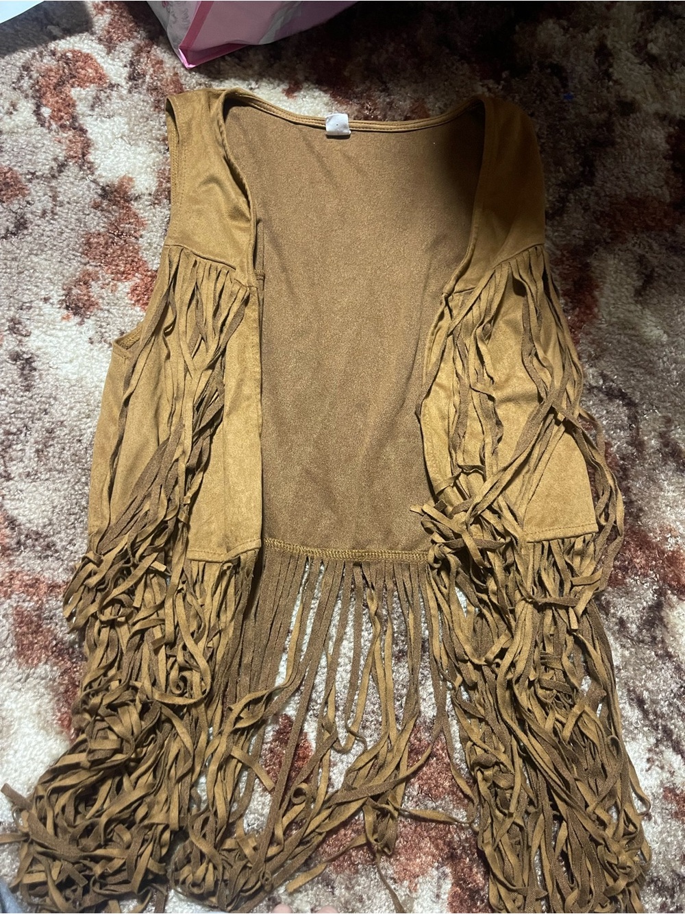 H&M Fringed Suede-Look Sleeveless Vest - Brown